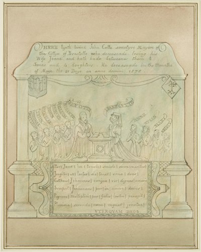 Tavoletta murale di John Cutte nella Chiesa di Burnett da Thomas Leeson the Elder Rowbotham