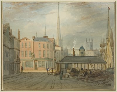 Estremità Nord-Est di King Street, mostrando il Mercato Gallese da Thomas Leeson the Elder Rowbotham