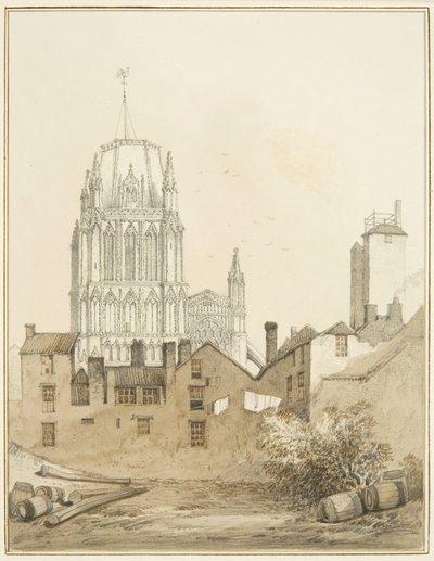 Chiesa di Redcliffe e parte di Redcliffe Hill con la Torre del Colpo da Thomas Leeson the Elder Rowbotham