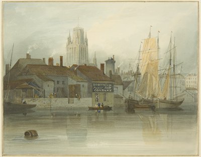 Torre di Redcliffe e Back dal molo del traghetto, Queen Square, 1826 da Thomas Leeson the Elder Rowbotham