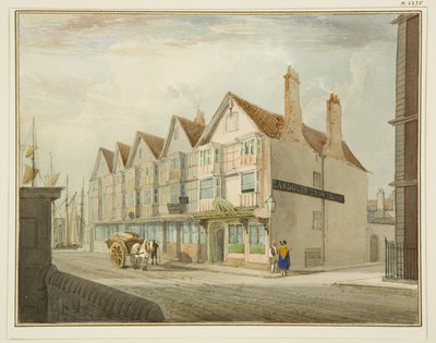 Lato sud di King Street con Llandoger Trow da Thomas Leeson the Elder Rowbotham