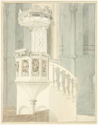 Pulpito in pietra della cattedrale di Bristol da Thomas Leeson the Elder Rowbotham