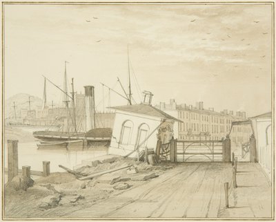 Cedimento della casa del pedaggio, sul ponte di Prince Street, 1828 da Thomas Leeson the Elder Rowbotham