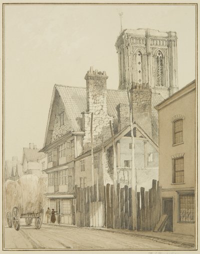 Temple Street, con la Torre della Chiesa del Tempio da Thomas Leeson the Elder Rowbotham