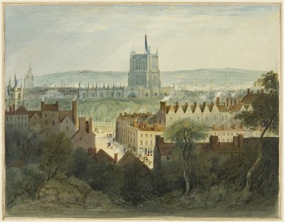 La Cattedrale, College Green e Via College da Thomas Leeson the Elder Rowbotham