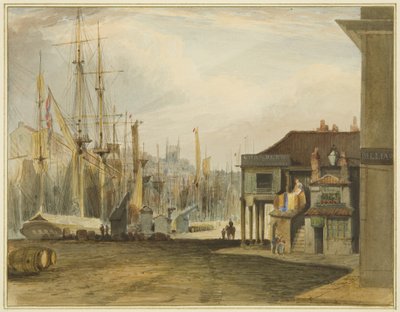 Il molo, vista verso nord, con il vecchio mercato del grano da Thomas Leeson the Elder Rowbotham