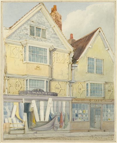 Due vecchie case sul lato nord di Castle Street da Thomas Leeson the Elder Rowbotham