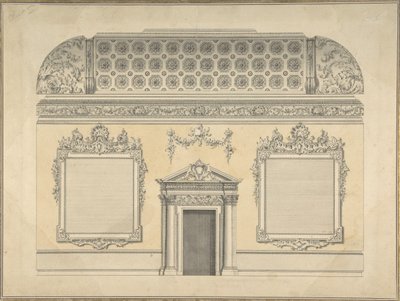 Progetto per una sezione di una stanza rococò, con un soffitto a volta e ornamenti corinzi da Thomas Lightoler.