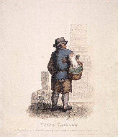 Venditore di crescione con un cesto al braccio, 1820 da Thomas Lord Busby