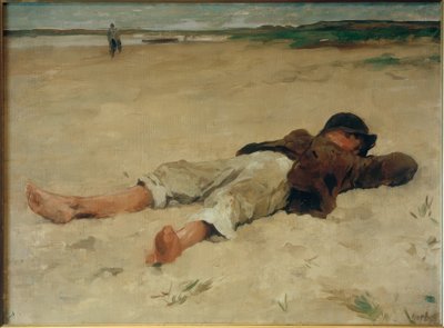 Ragazzo contadino sdraiato da Thomas Ludwig Herbst