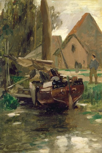Piccolo porto con una barca da Thomas Ludwig Herbst
