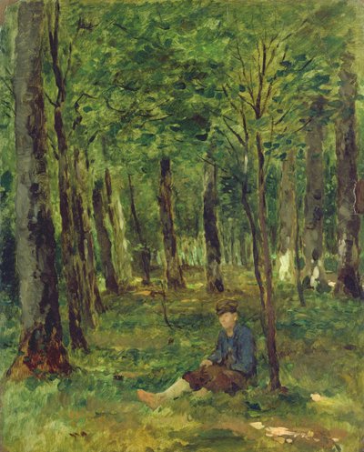 Giovane contadino seduto nella foresta, 1878 da Thomas Ludwig Herbst