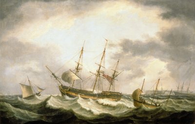Un tre alberi alla deriva nei Downs con aiuto a portata di mano da Thomas Luny