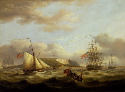 Un cutter che passa dietro una fregata, inizio XIX secolo da Thomas Luny