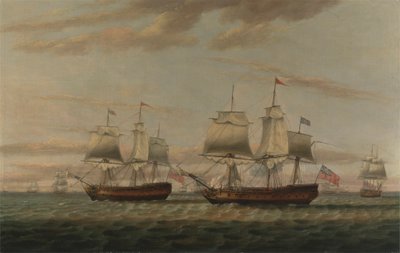 Un indiaman e un due ponti in attesa, detto Thomas Dumar, Esq. nella nave H.M. 