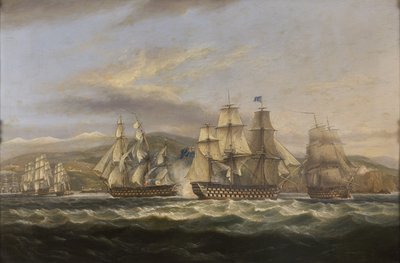 M.S. Caledonia e H.M.S. Boyne inseguono la flotta francese a Tolone da Thomas Luny