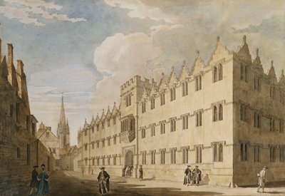 Oriel College, Oxford, con la Chiesa di St. Mary in Lontananza da Thomas Malton Jnr.
