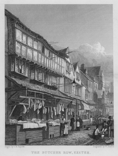 La Via dei Macellai, Exeter (incisione) da Thomas Mann (after) Baynes