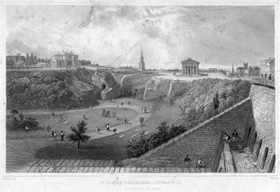 Cimitero di San Giacomo, Liverpool, vista verso nord, XIX secolo da Thomas Mann Baynes