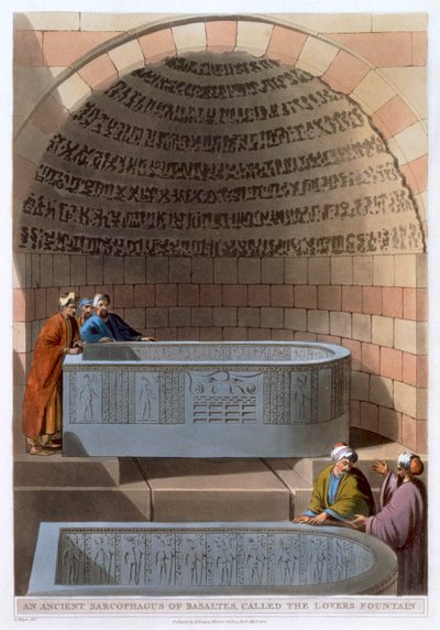 Un antico sarcofago di basalti, chiamato la Fontana degli Amanti, 1802 da Thomas Milton