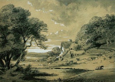 Paesaggio con un cottage vicino a un fiume da Thomas Monro