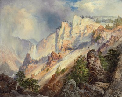 Una pioggia passeggera nel canyon di Yellowstone, 1903 da Thomas Moran