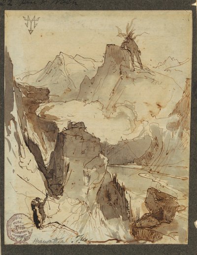 Disegno, Hiawatha vede Mudjekeewis, 1870-75 da Thomas Moran