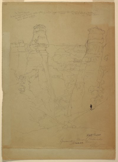 Disegno, Torri di roccia nel Canyon Muave [Muav], Colorado, 1873 da Thomas Moran