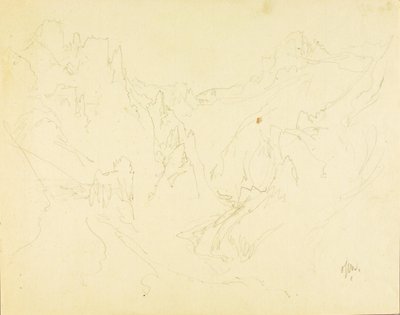 Schizzo sul campo del Rocky Canyon da Thomas Moran