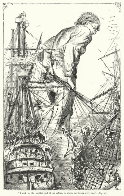 Illustrazione per I viaggi di Gulliver di Jonathan Swift da Thomas Morten