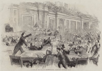 Una scena nella Sala dei Rappresentanti, Washington da Thomas Nast