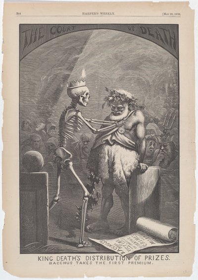 Distribuzione dei premi di Re Morte. Bacco prende il primo premio. da Thomas Nast