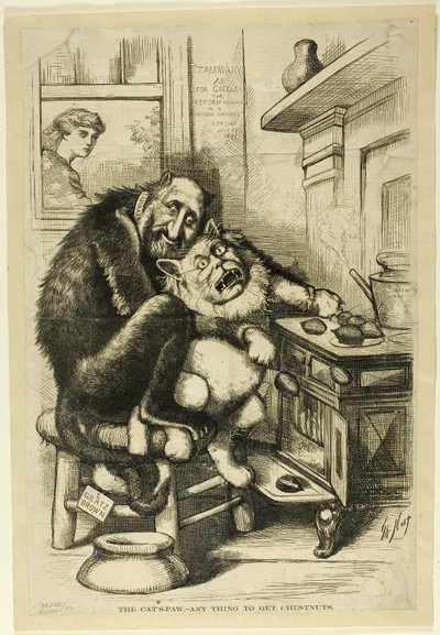 La zampa di gatto, qualsiasi cosa per ottenere le castagne da Thomas Nast