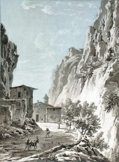 Il villaggio di Gondo sul Passo del Sempione, illustrazione da 