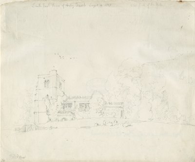Chiesa di Arley: disegno a matita, 4 settembre 1837 da Thomas Peploe Wood