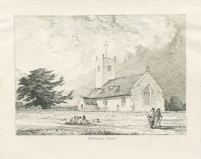 Chiesa di Bobbington: disegno a penna, 1837 da Thomas Peploe Wood