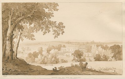 Chartley Hall: disegno seppia, 1837 da Thomas Peploe Wood
