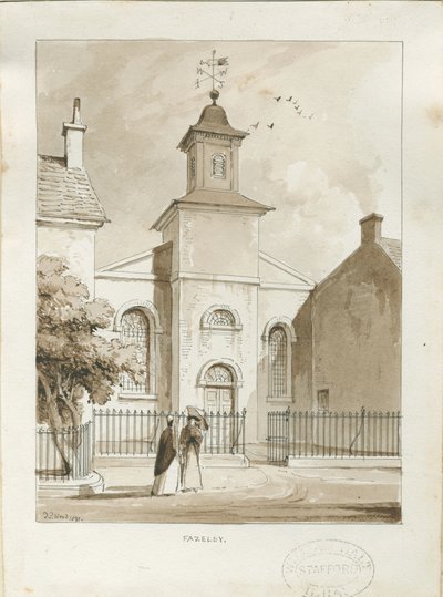 Cappella di Fazeley: disegno a penna e acquerello da Thomas Peploe Wood