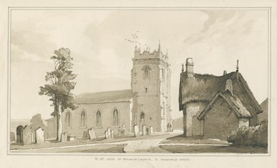 Chiesa e canonica di Milwich: disegno a penna e lavaggio da Thomas Peploe Wood
