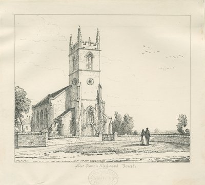 Needwood - "Nuova chiesa" (disegno a penna, 1837) da Thomas Peploe Wood