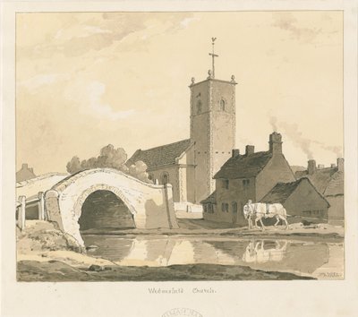 Wednesfield Church e Ponte: disegno a seppia, 1837 da Thomas Peploe Wood