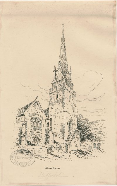 Chiesa di Wombourne: zincografia da Thomas Peploe Wood