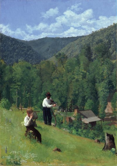 Il contadino e suo figlio durante la raccolta, 1879 da Thomas Pollock Anschutz