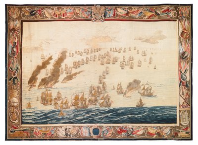 Arazzo storico della Battaglia di Solebay, Mortlake, disegni attribuiti a William van de Velde, c.1688 da Thomas Poyntz