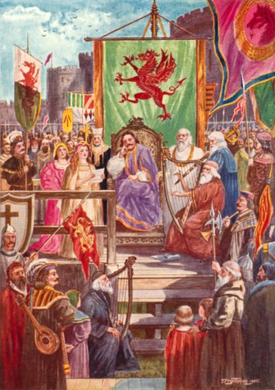 Rhys ap Gruffydd che presiede il primo Eisteddfod, Castello di Cardigan, Galles da Thomas Prytherch