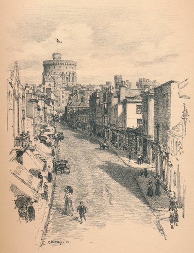 Grande Torre del Castello di Windsor da Peascod Street da Thomas Robert Way