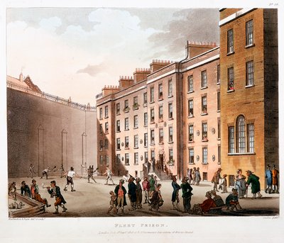 Corte interna, prigione di Fleet, Londra, 1808-1811 da Thomas Rowlandson, Augustus Charles Pugin