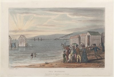 Bagno in mare, da Poetical Sketches of Scarborough, 1813 da Thomas Rowlandson, Joseph Constantine Stadler, J. Bluck