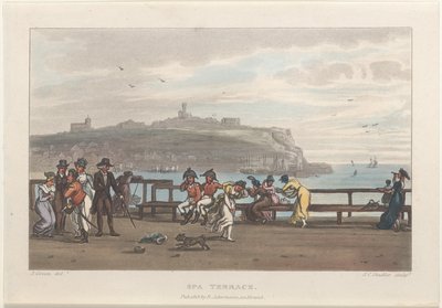 Terrazza della spa, da Schizzi poetici di Scarborough, 1813 da Thomas Rowlandson, Joseph Constantine Stadler, J. Bluck