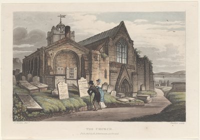 La chiesa, da Schizzi poetici di Scarborough, 1813 da Thomas Rowlandson, Joseph Constantine Stadler, J. Bluck